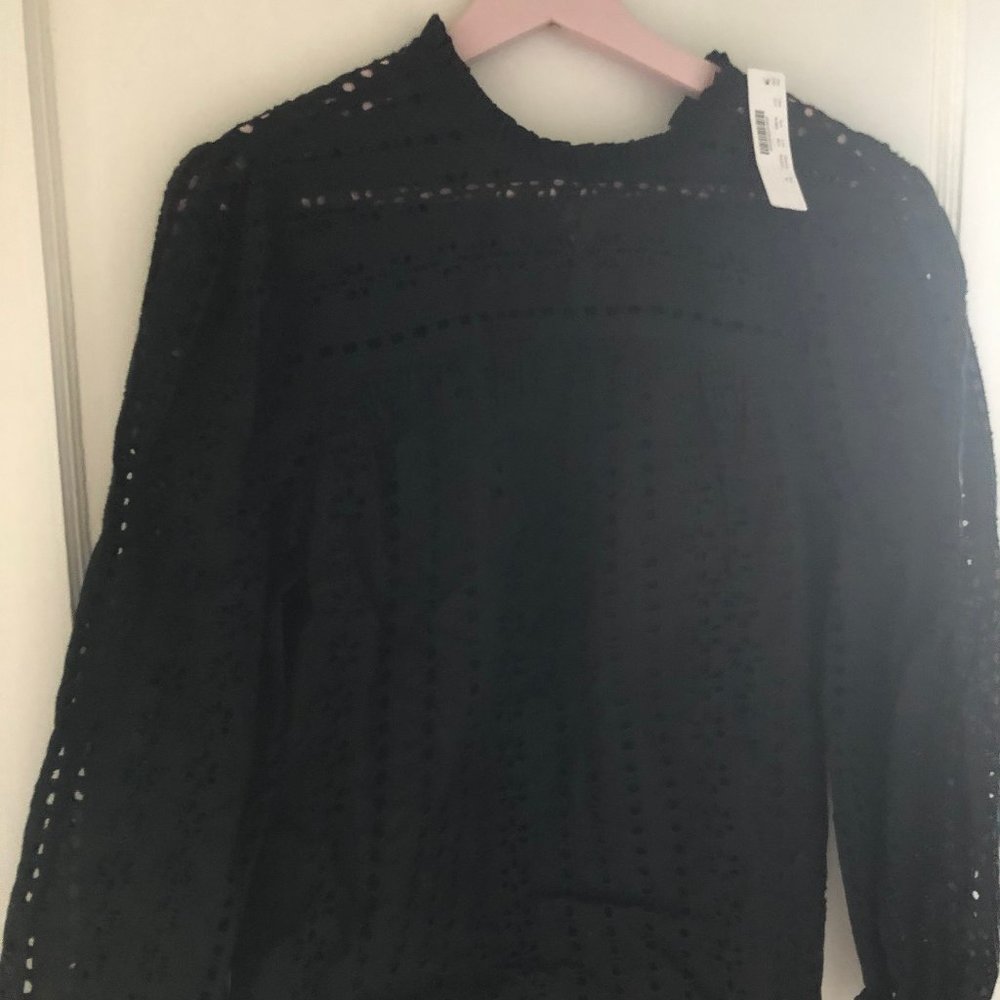 NWT Black Jcrew Tie-Back Top, Medium